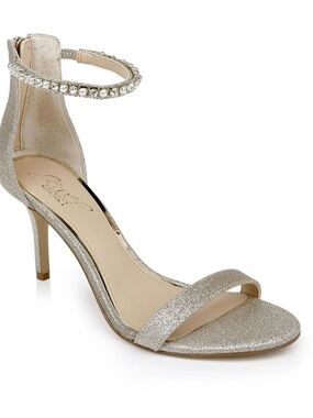 Jewel Badgley Mischka Gold Landen Ankle Strap Sandal with Jeweled Strap